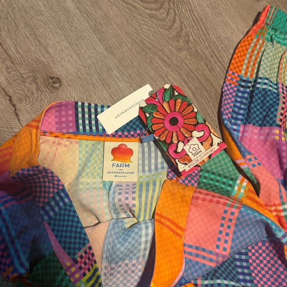 Anthropologie Farm Rio LG Pants Women's Rainbow Checkered Woven Jogger Pants NWT - Picture 7 of 7